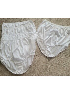 Vintage Underscore Granny Panties Size 8 Nylon 5 Pairs White Sheer Full Brief